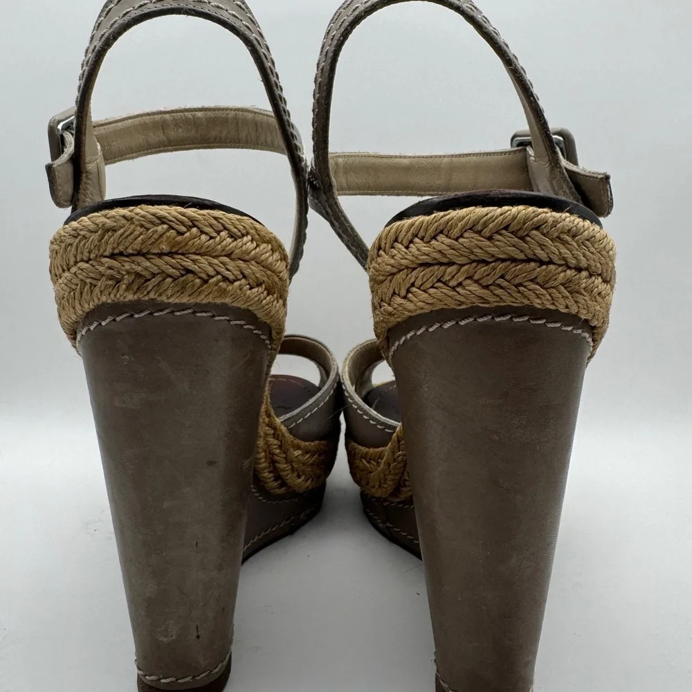 Christian Louboutin Taupe Wedge Espadrilles